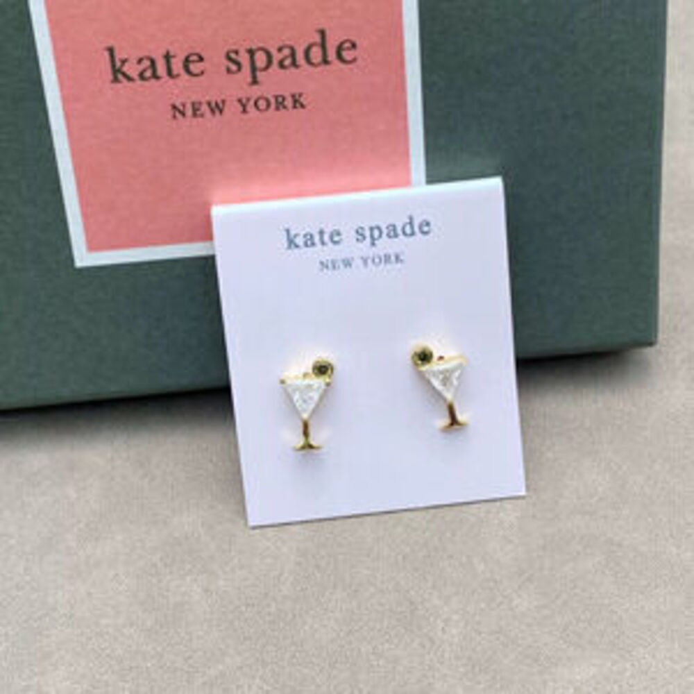 kate spade Cocktail Glass Shape Zircon Stud Earrings and Necklace Set